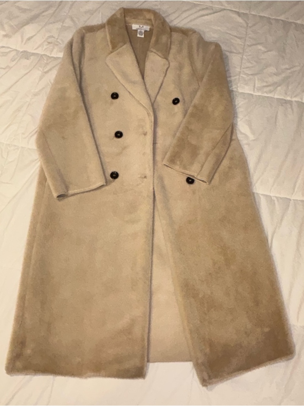 Magaschoni Double-Breasted Cream Pea Coat